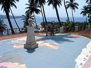 Äquator-Markierung auf der Insel Rólas, São Tomé und Príncipe 12. Juli: Nationalfeiertag von São Tomé und Príncipe