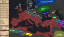 The Roman Empire at its greatest extent in 117 AD, under the emperor Trajan Europe-In-117AD.png