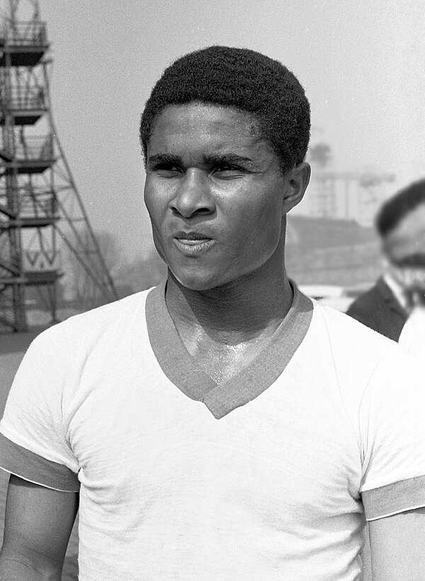 Eusébio during his time at Benfica. He is the club's record goalscorer, with 473 goals in 440 competitive matches.