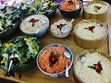 Decorated salads at Findhorn Foundation, Cluny Hill Findhorn Foundation - Salads at Cluny.jpg