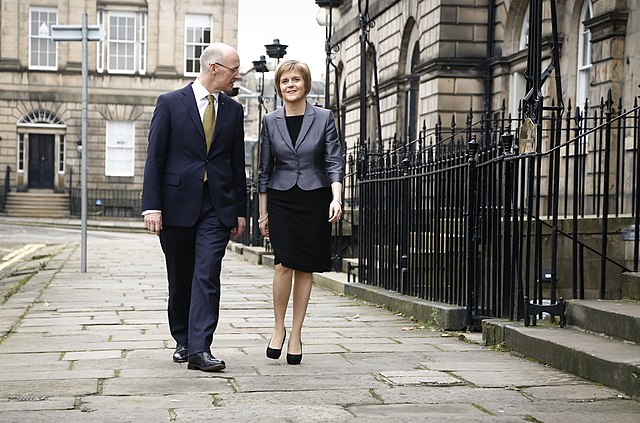 Swinney with First Minister Nicola Sturgeon after his appointment as Deputy First Minister, November 2014