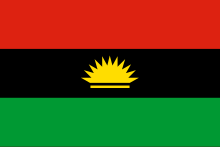 The flag of Biafra (1967-1970) is sometimes associated with contemporary Igbo nationalism. Flag of Biafra.svg