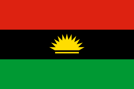 Flag of the Republic of Biafra (1967–1970), sometimes regarded as the ethnic flag of the Igbo[29]