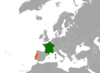 نقشهٔ موقعیت پرتغال و فرانسه.