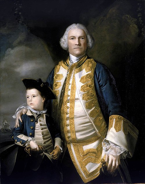 Admiral Holburne with his son, Francis Holburne (1752-1820) in a 1756 portrait by Joshua Reynolds