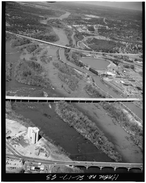 File:GENERAL VIEW OF POWER CANAL, LOOKING NORTH - Columbia Canal and Power Plant, Waterfront of Broad River, Columbia, Richland County, SC HAER SC,40-COLUM,18-53.tif