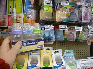 Baby bottles at a supermarket