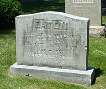 Charles Warren Eaton gravestone in Bloomfield Cemetery Grevestone of Charles Warren Eaton in Bloomfield Cemetery.jpg