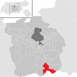 Poloha obce Gries am Brenner v okrese Innsbruck-vidiek (klikacia mapa)
