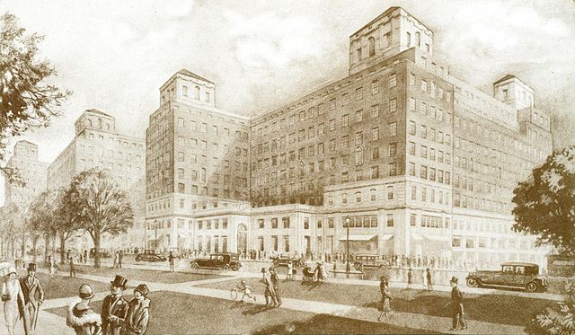 Grosvenor House Hotel, 1920s postcard illustration