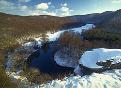 Pohled na údolí Dyje v národních parcích Thayatal a Podyjí