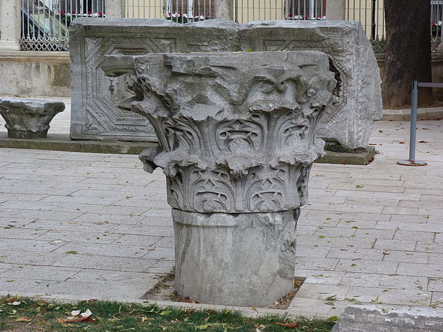 Theodosian capital for a column, one of the few remains of the church of Theodosius II
