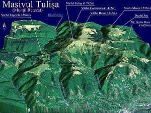 Harta 3D a Masivului Tulisa din Muntii Retezat, Romania.jpg