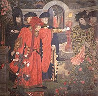 Henry Arthur Payne - Die roten und weißen Rosen pflücken in den Old Temple Gardens.jpg