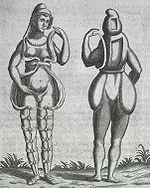 Lesbianism and hermaphroditism, depicted here in an engraving c. 1690, were very similar concepts during the Renaissance. Hermaphrodite engraving circa 1690.jpg