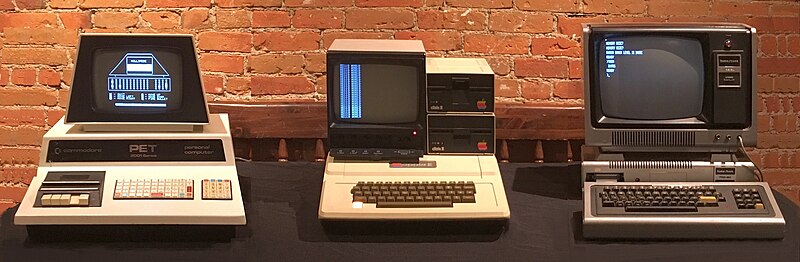 File:Home or Personal Computers from 1977 - Commodore PET 2001, Apple II, TRS-80 Model I, together called 'Trinity77' (edited image).jpg