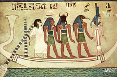 Khepri on the boat guiding the deceased.