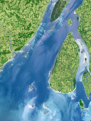 Satellietfoto van de Hooghly-monding