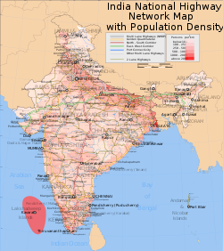 Highway distribution with population density India roadway map with population density.svg