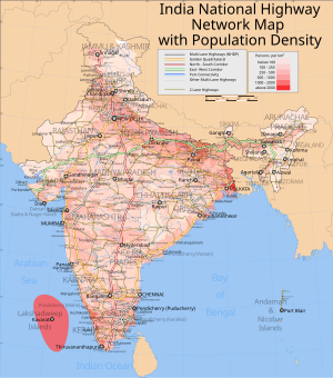 300px india roadway map with population density.svg