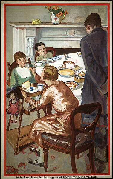 Poster promoting Irish Free State farm goods for breakfast to Canadians ("Irish Free State butter, eggs and bacon for our breakfasts")