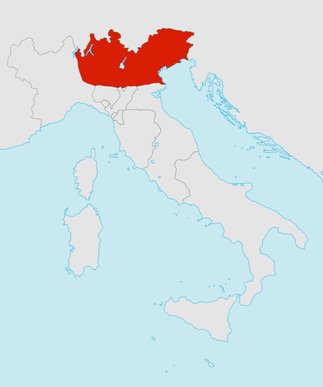 Ломбардії-Венеції: історичні кордони на карті
