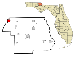 Jackson County Florida Incorporated and Unincorporated areas Graceville Highlighted.svg