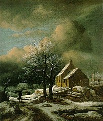 Winter Landscape with Trees and a Cottage