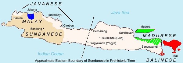 Map showing the location of the Sundanese in Java.