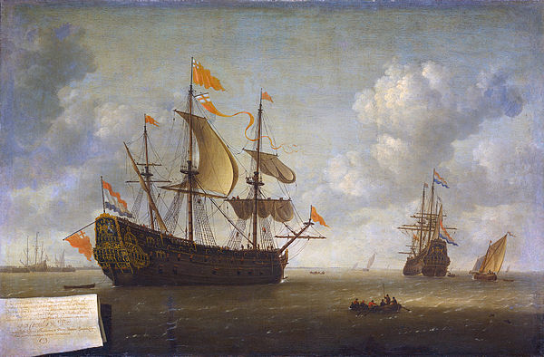Royal Charles off Hellevoetsluis, captured by the Dutch after the Raid on the Medway, June 1667. Jeronymus van Diest (II).