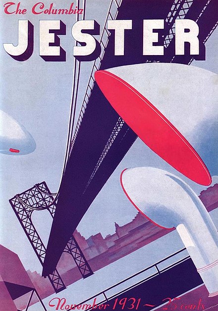 The Art Deco cover of the November 1931 edition of the Jester, celebrating the opening of the George Washington Bridge