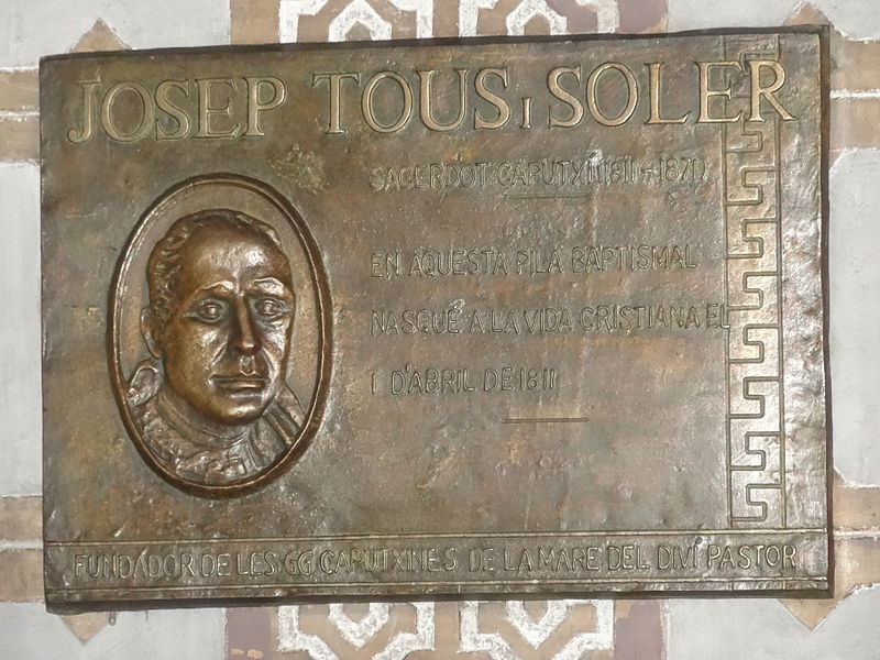 File:Josep Tous i Soler - placa a la basílica de Santa Maria que recorda el seu baptisme.JPG