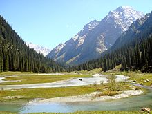 In the Karakol valley (Issyk-Kul Region, Kyrgyzstan) Karakol Valley.jpg