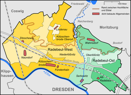 Karte Radebeul Stadtteile