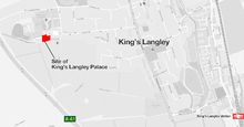 Map showing the approximate location of the Kings Langley Palace site Kings Langley Palace map.png