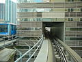 View of entering the tunnel at the Knight Center Metromover station