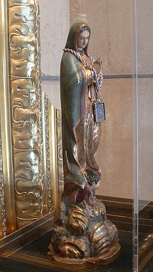 Reliquary in the Cathedral of Our Lady of the Angels in Los Angeles, United States, containing a fragment of the tilma of Juan Diego