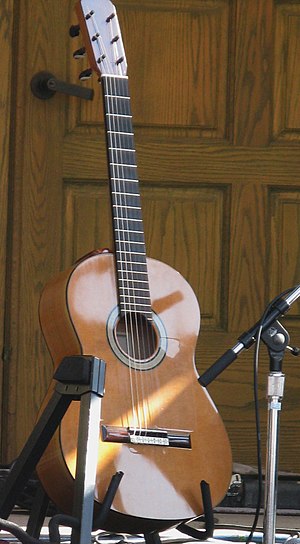 A Lester DeVoe owned by Ottmar Liebert Lester DeVoe guitar.jpg