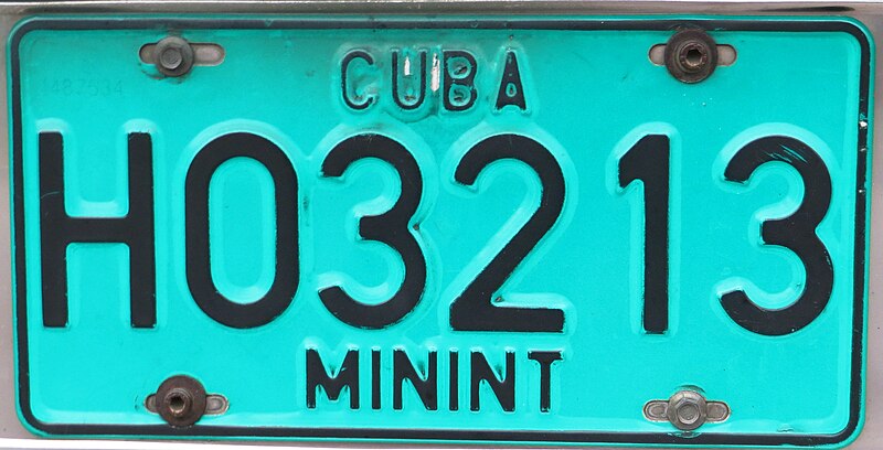 File:License plate of Cuba 2002 Ministry of the Interior Havana H 03213.jpg