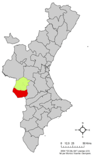 Localização do município de Ayora na Comunidade Valenciana