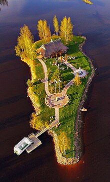 Aerial view of the Lokstene Shrine of Dievturi Lokstene Dievturi Shrine in Liepsalas, Klintaine Parish, Plavinas Municipality, Latvia.jpg