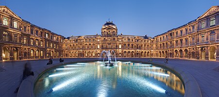 Cour Carré of Louvre Museum at Dusk