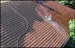 Low pressure roof washing