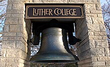 The Luther bell, which stands in front of the Dahl Centennial Union