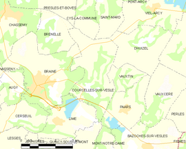 Mapa obce Courcelles-sur-Vesle