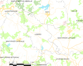 Mapa obce Lizières