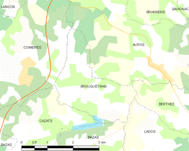 Mapa obce Brouqueyran
