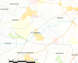 Mapa obce Colombiers