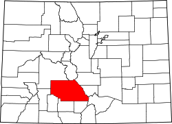 map of Colorado highlighting Saguache County