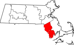Karte von Bristol County innerhalb von Massachusetts